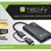 Adattatore video Techly 623639 IADAP USBCA 2HDMI Black