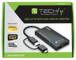 Adattatore video Techly 623639 IADAP USBCA 2HDMI Black