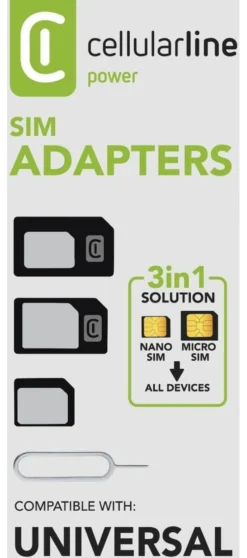 Adattatori sim Cellular Line UNIVERSALSIMADAPT 3in1 Black