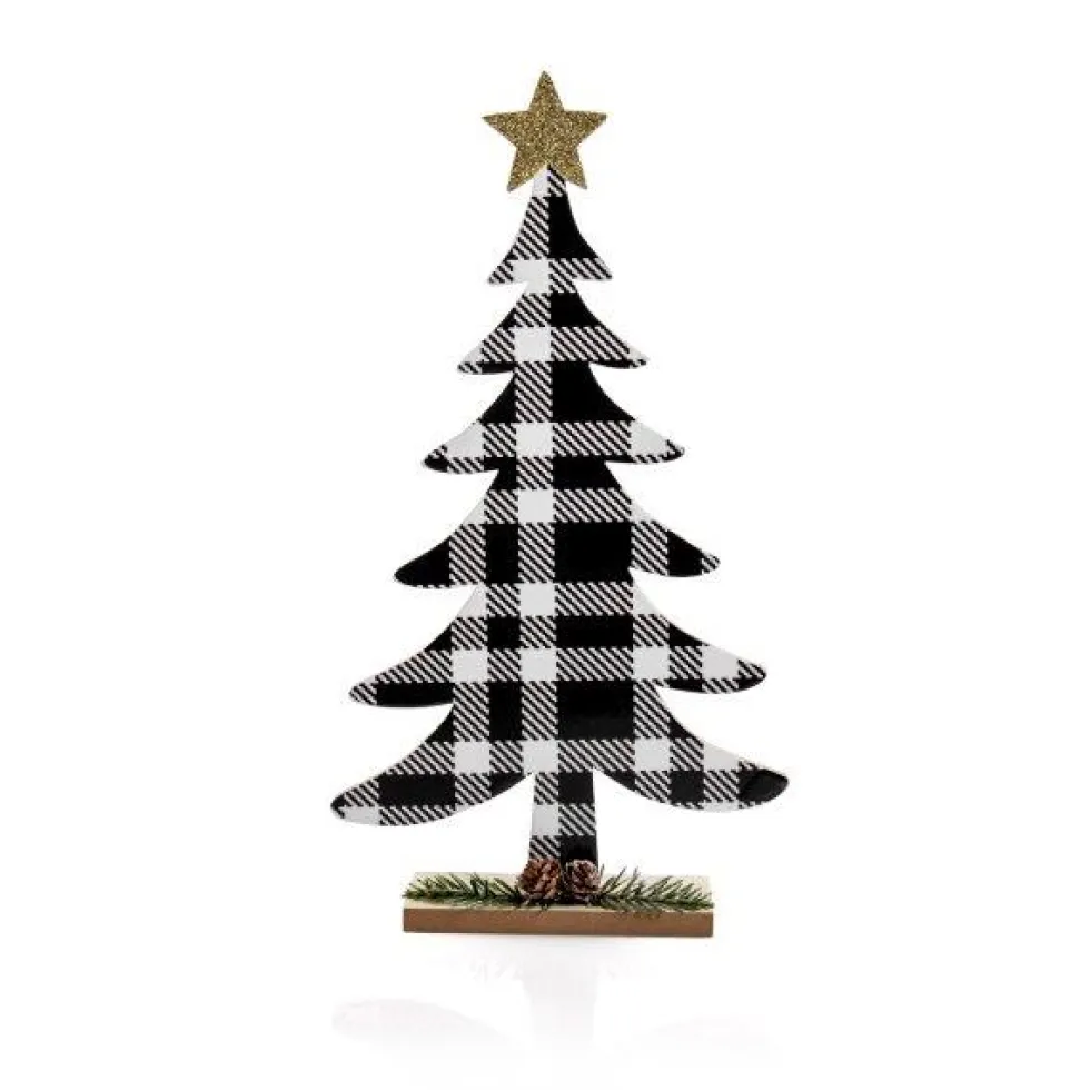 Albero • Decorazione in legno 19 x 6 x h 35 cm - Black Tartan