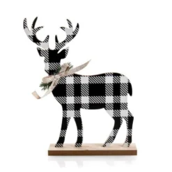 Alce • Decorazione in legno 20 x 15 x h 31 cm - Black Tartan
