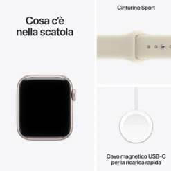 Apple Watch SE 3 GPS 40mm alluminio galassia con cinturino sport sabbia S/M