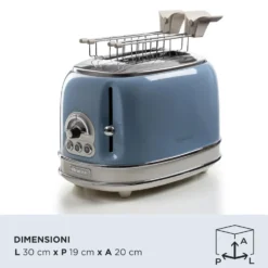 Ariete Tostapane 2Fette 800W 6Liv Vintage Lightblu