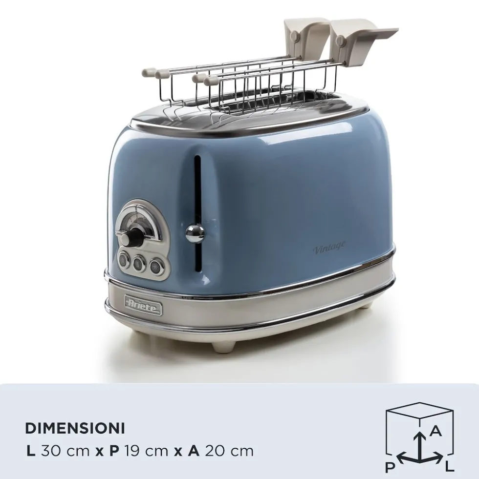Ariete Tostapane 2Fette 800W 6Liv Vintage Lightblu