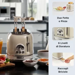Ariete Tostapane 2Fette 800W 6Liv Vintage Beige