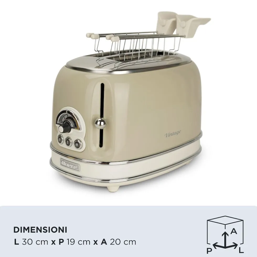 Ariete Tostapane 2Fette 800W 6Liv Vintage Beige