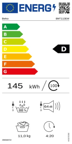Asciugabiancheria Beko 7188383870 BMT113EW White