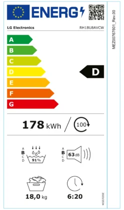 Asciugabiancheria Lg SERIE U8 RH18U8AVCW Dual Inverter White e Black