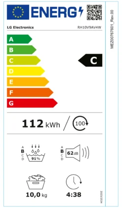 Asciugabiancheria Lg SERIE V9 RH10V9AV4W Dual Inverter White e Black