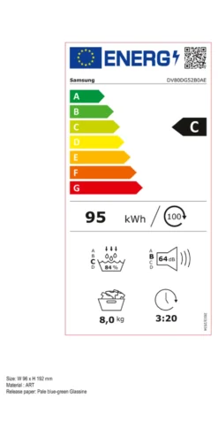 Asciugabiancheria Samsung SERIE 5000 DV80DG52B0AEET Crystal EcoDry Whi