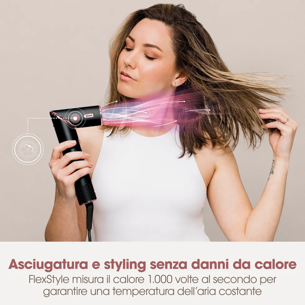 Asciugacapelli e styler 3 in 1 Shark Flexstyle HD424EU nero/oro rosa
