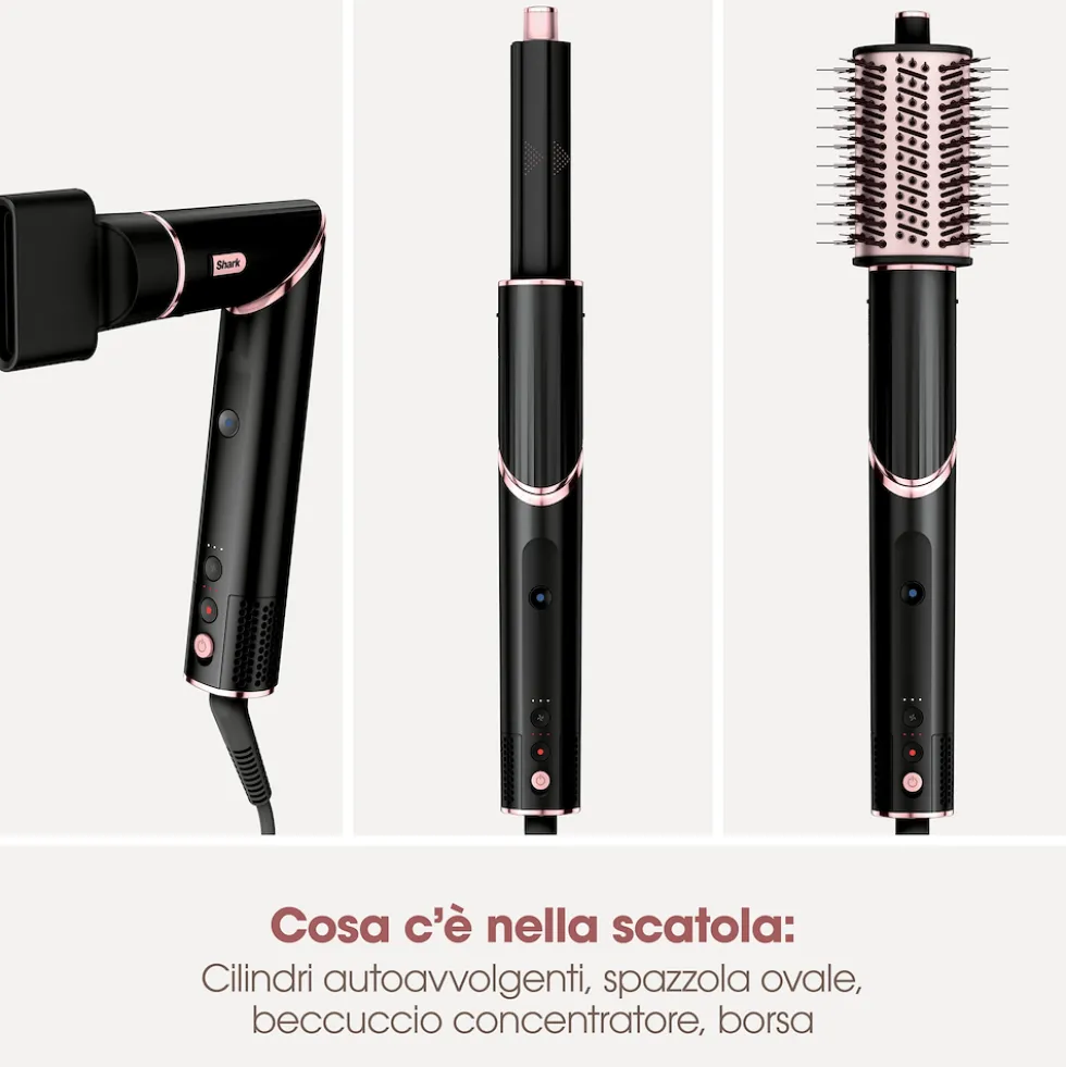 Asciugacapelli e styler 3 in 1 Shark Flexstyle HD424EU nero/oro rosa