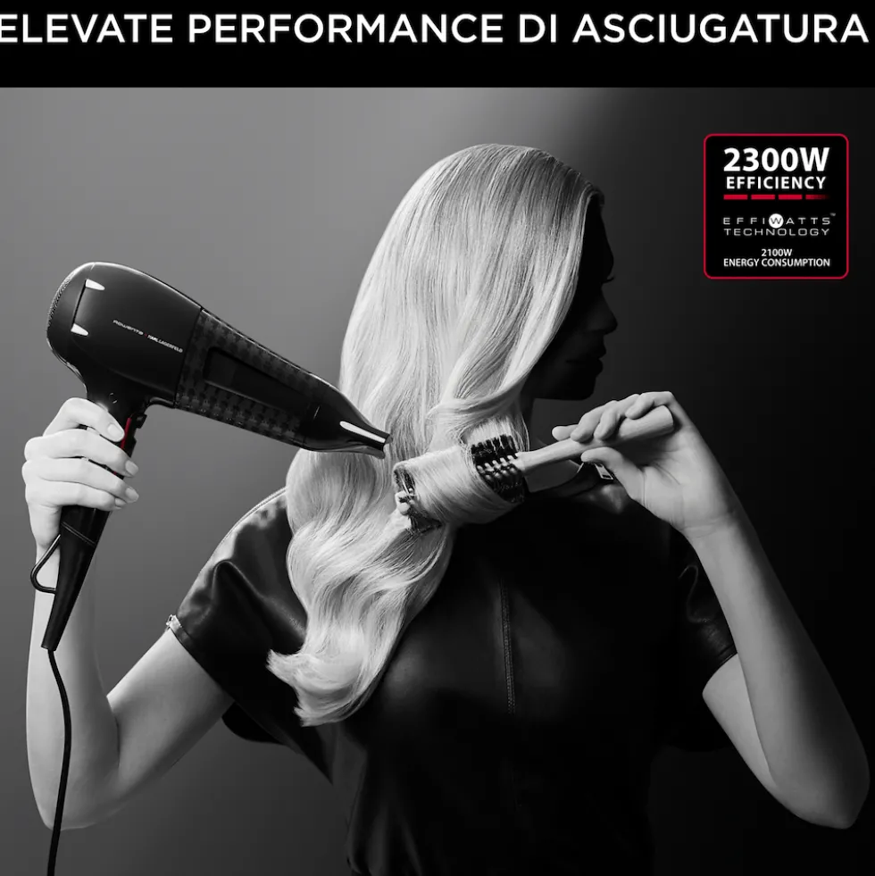 Asciugacapelli Rowenta Powerline x KARL LAGERFELD CV591L con tecnologia ionica