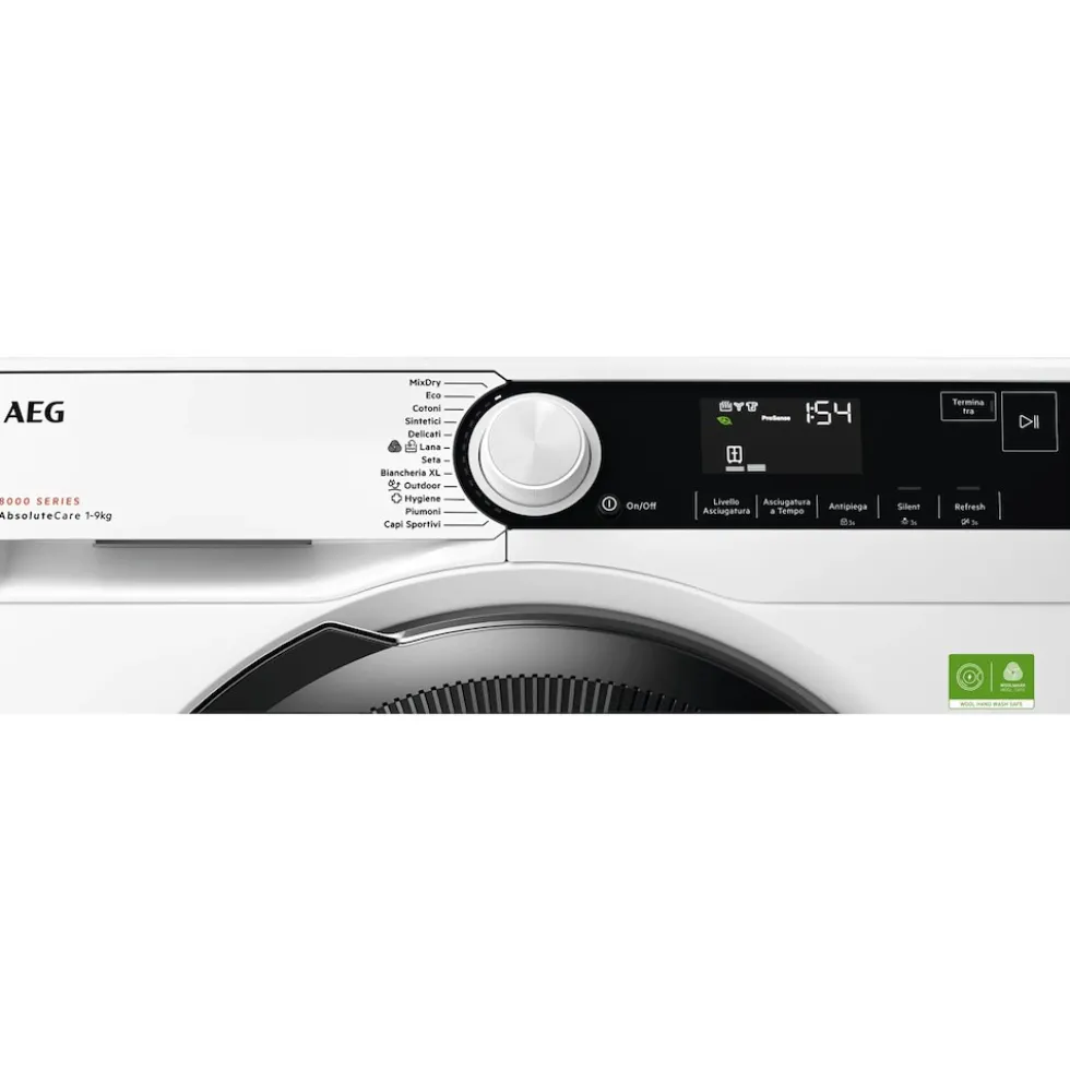 Asciugatrice AEG Serie 8000 TR8HDBG9B con pompa di calore e funzione vapore