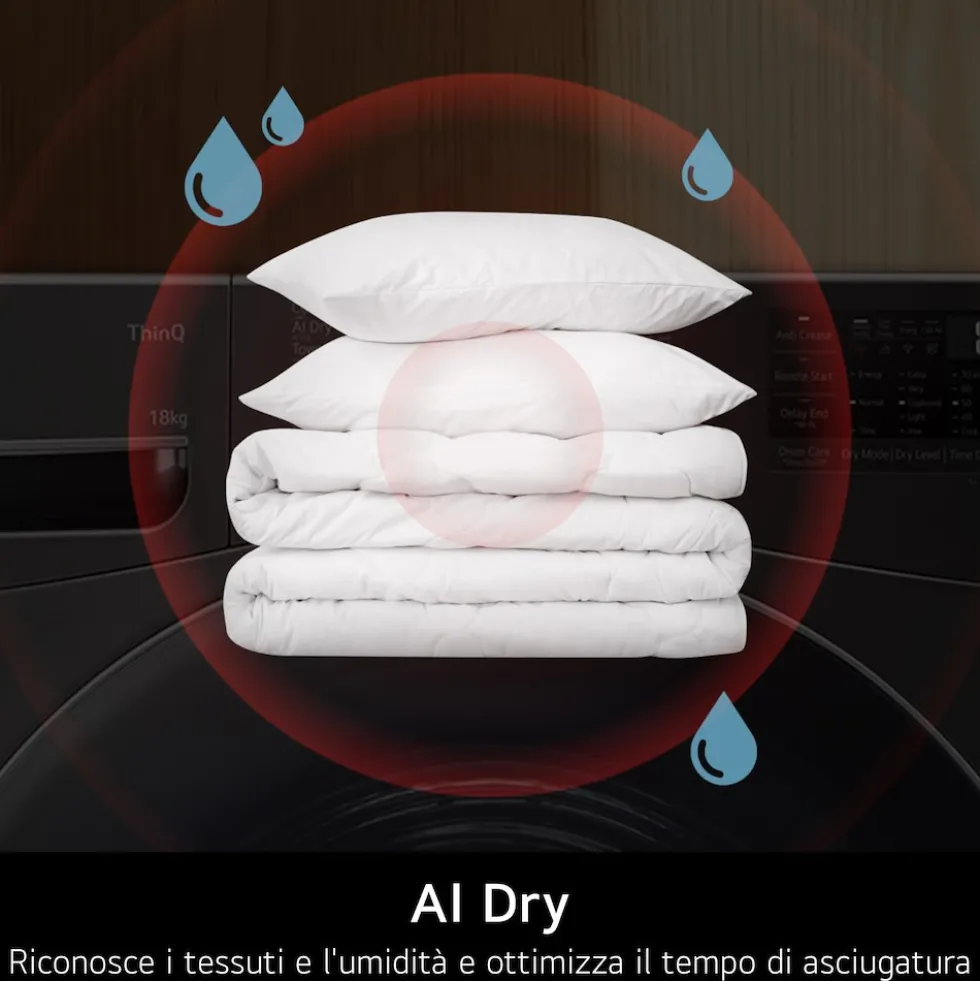 Asciugatrice LG ELECTRONICS RHX7009TLB con AI Dry e 9 kg