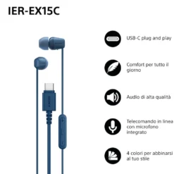 Auricolari in-ear Sony IEREX15CL.CE7 con microfono USB-C