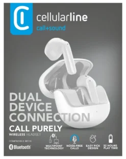 Auricolari microfono bluetooth Cellular Line BTPURETWSW CALL PURELY Tw