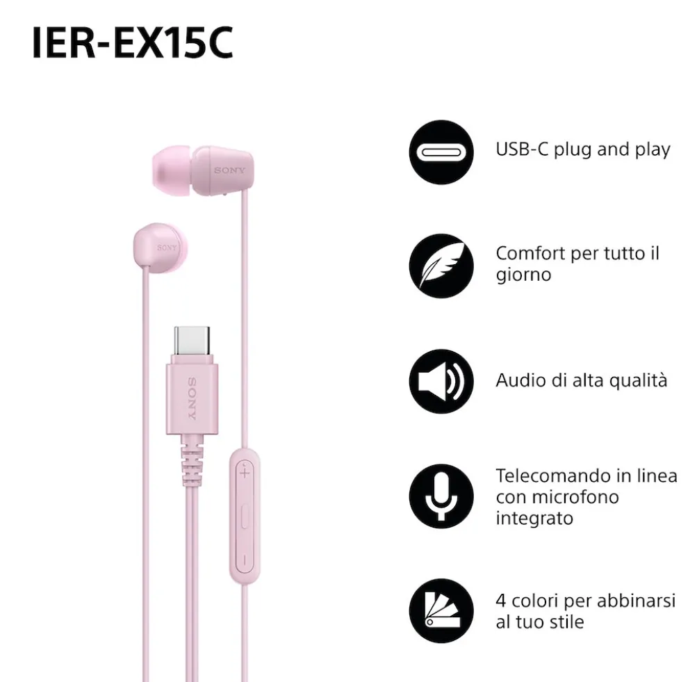 Auricolari Sony IEREX15CP.CE7 in-ear con microfono USB-C