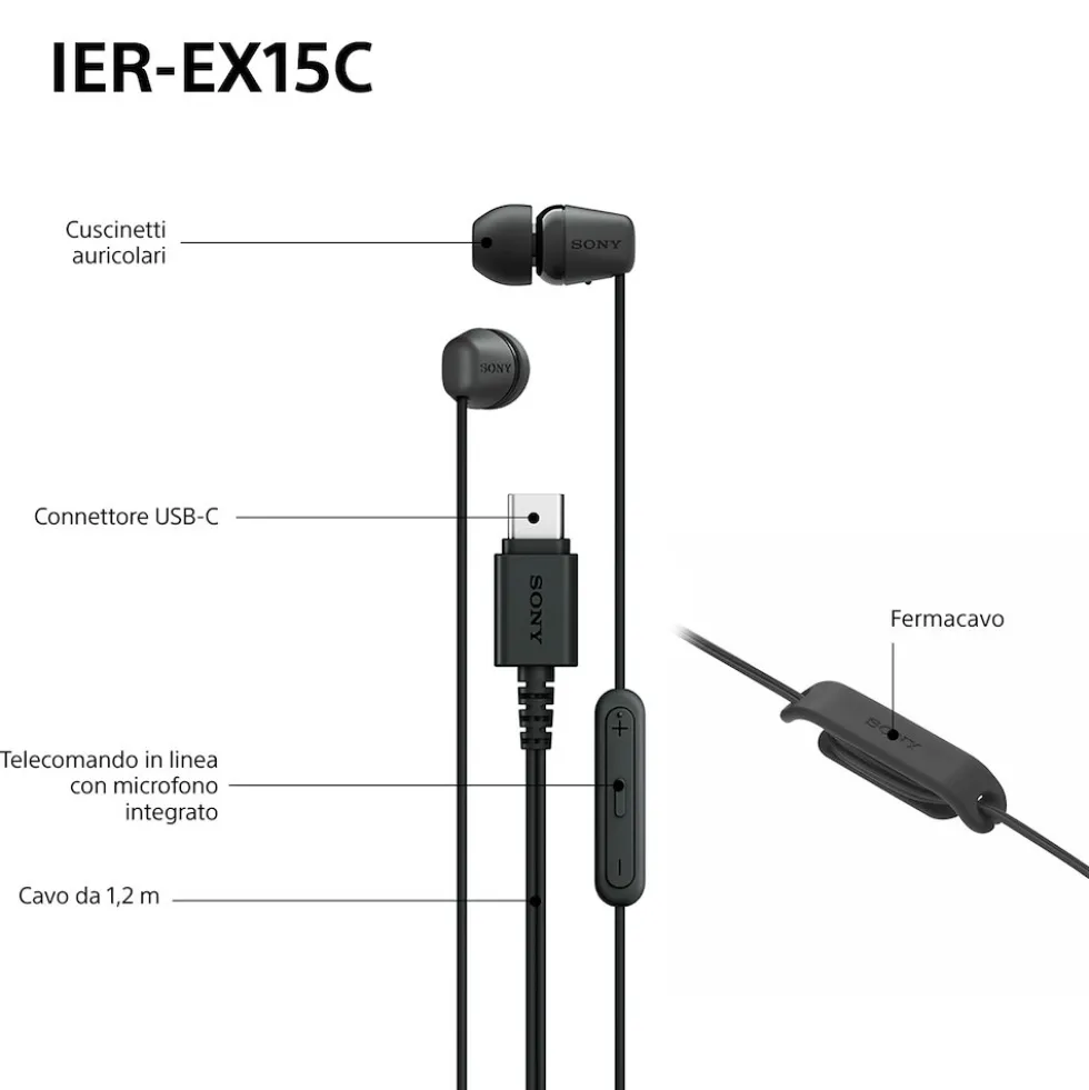Auricolari Sony IEREX15CP.CE7 in-ear con microfono USB-C