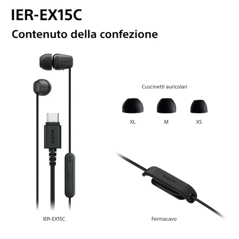 Auricolari Sony IEREX15CP.CE7 in-ear con microfono USB-C