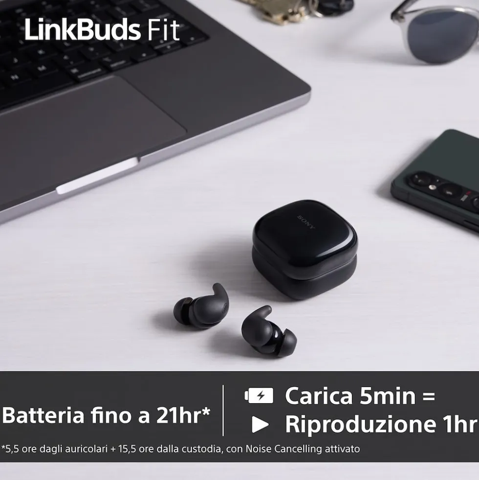 Auricolari Sony LinkBuds Fit WFLS910NW.CE7 con Hi-Res Audio Wireless