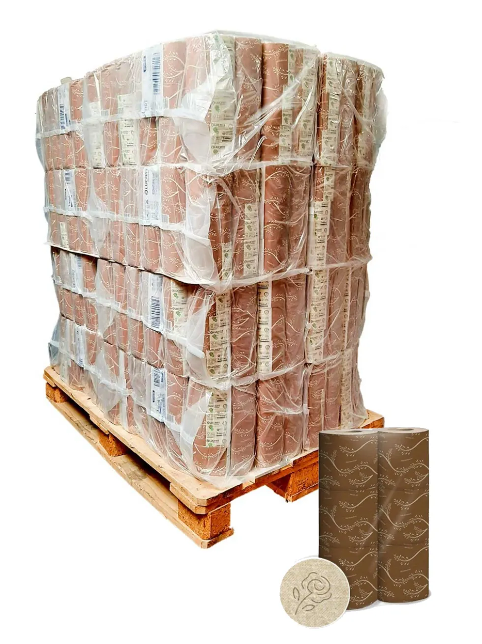 Bancale da 192 confezione di 6 rotoli ciascuna di carta igienica fascettata Econatural