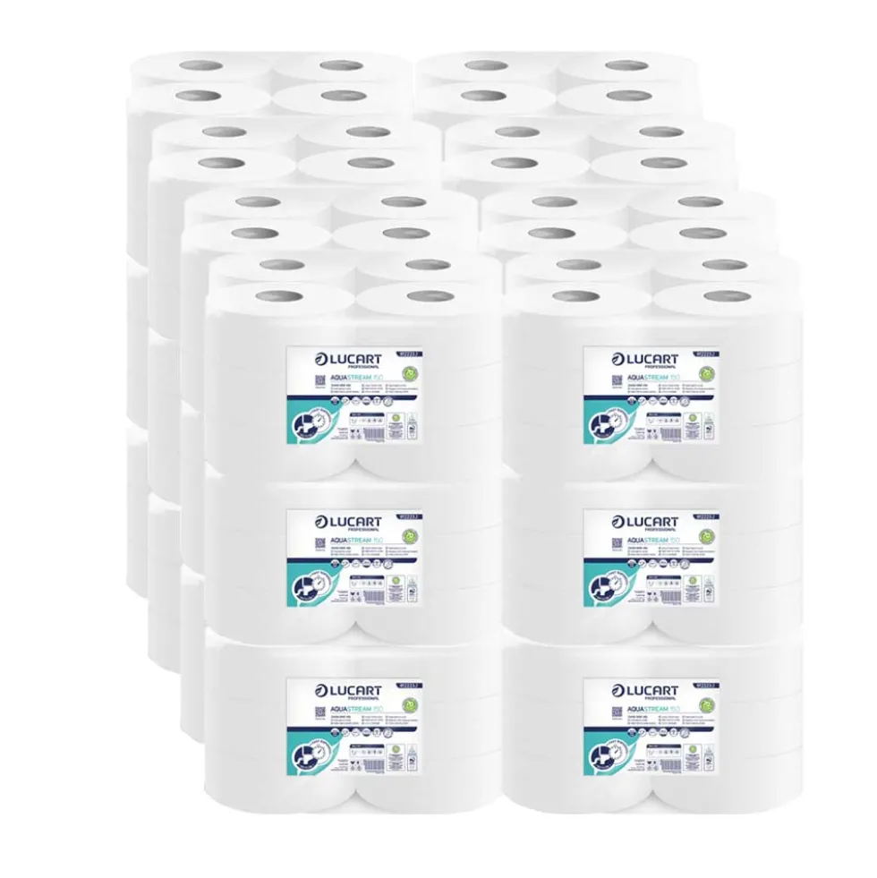 Bancale da 24 confezioni di carta igienica Aquastream idrosolubile 150 Mini Jumbo 12 rotoli