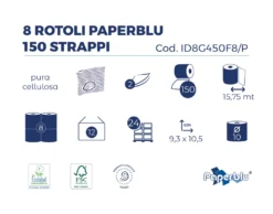 Bancale da 144 confezioni di carta igienica 8 rotoli Paperblu in pura cellulosa