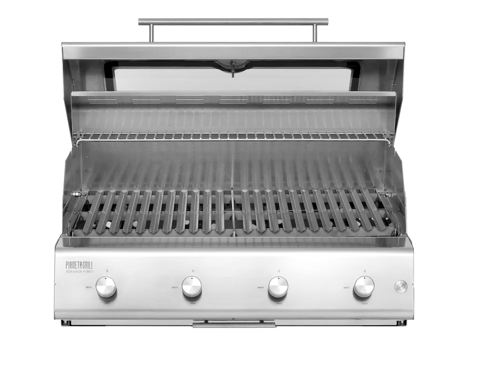 Barbecue a gas Fry Top 750 Basic da appoggio 4 bruciatori griglia scolo a V
