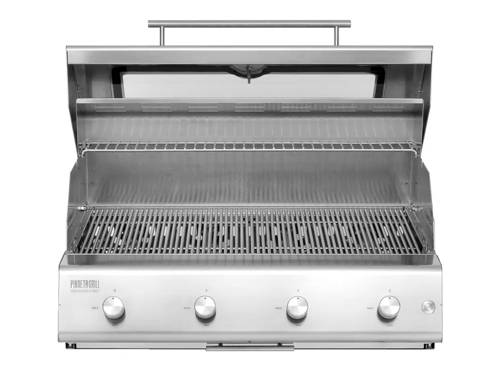 Barbecue a gas Fry Top 750 Basic da appoggio 4 bruciatori griglia tondino