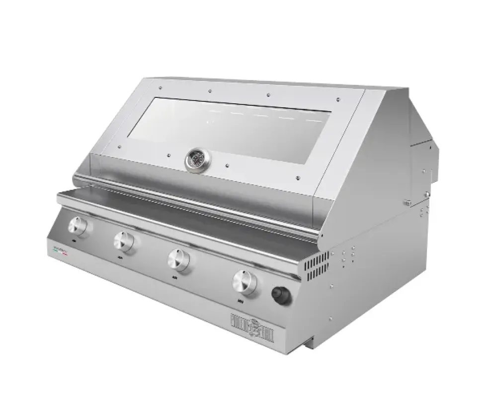 Barbecue a gas Fry Top 750 Basic da appoggio 4 bruciatori griglia scolo a V