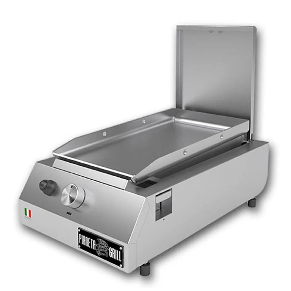 Barbecue a gas Fry Top 250 da appoggio doppio utilizzo: piastra e fornello