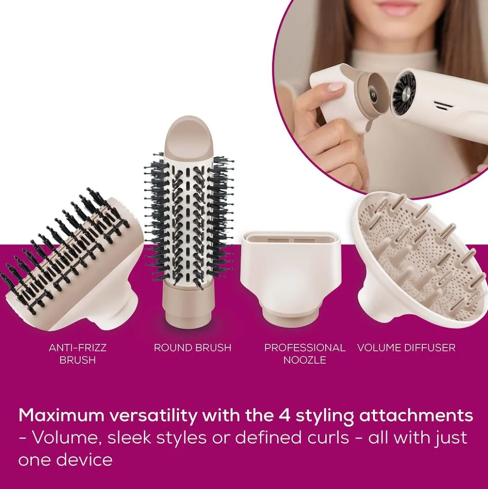 Beurer Phon Pieghevole 1600W 4Acc Aggancio Magnetico Crema