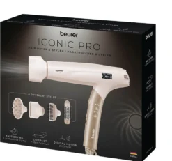 Beurer Phon Pieghevole 1600W 4Acc Aggancio Magnetico Crema