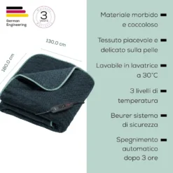 Beurer Termocoperta Lavabile In Lavat. 3 Temper. Made In Eu