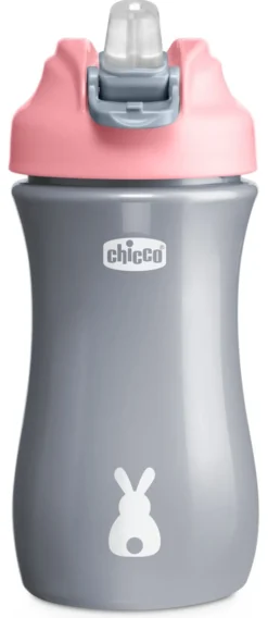 Bicchiere bimbo Chicco 0000692010000 Pop Up 2+ Rosa e Grigio