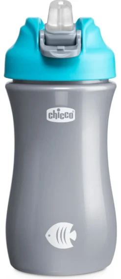Bicchiere bimbo Chicco 0000692020000 Pop Up 2+ Azzurro e Grigio