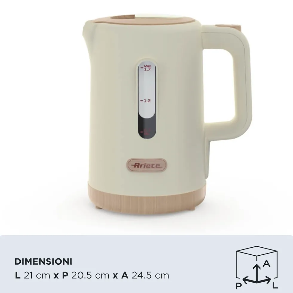 Bollitore elettrico Ariete 2846 Crema con finitura effetto legno