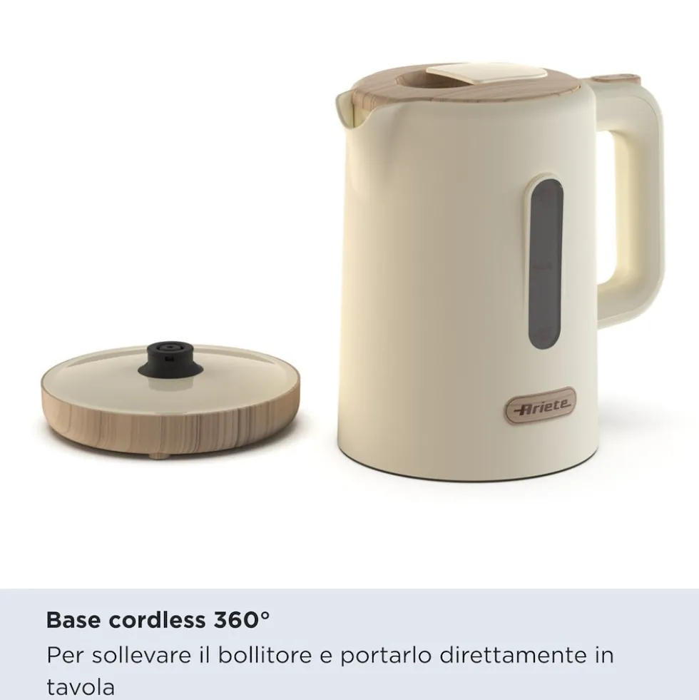 Bollitore elettrico Ariete 2846 Crema con finitura effetto legno