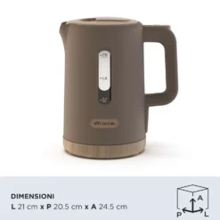 Bollitore elettrico ARIETE 2846 TORTORA con effetto legno e 1.7L