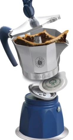 Borbone Moka A Cialde 3Tz Alluminio/Blu Per Fornelli Gas E Piastra A Induzione