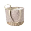 Borsa picnic. Esterno in tessuto rigato e fondo in vimini intrecciato con interno termico e chiusura con coulisse. 38 x 30 x h 30 cm - Subway