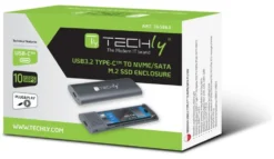 Box esterno hard disk Techly I CASE USB31C NVME2 USB 3.2 NVMe Grey
