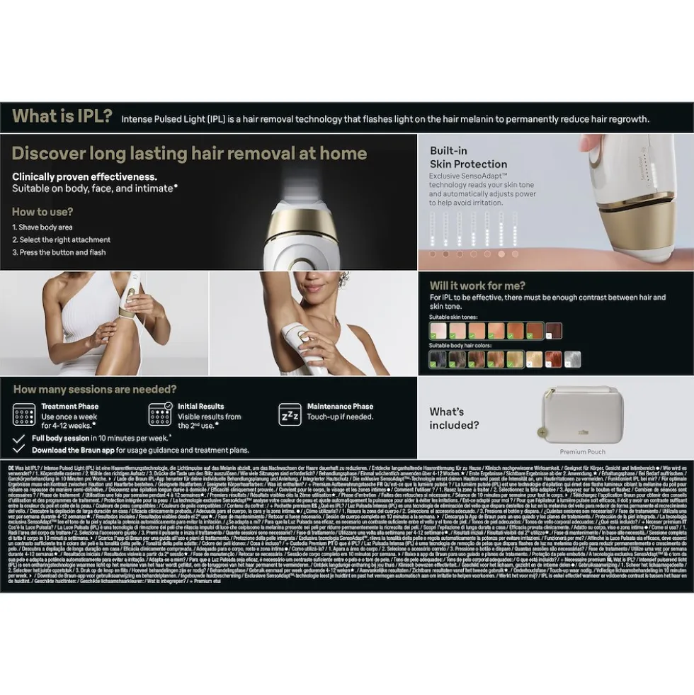 Braun Epilatore Luce Pulsata 400.000 Imp + Accessori