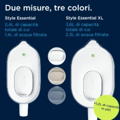 Brita Caraffa Filtrante Style Essential Grigio/Blu 2,4L Con 3 Mx Pro Pp