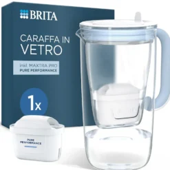 Brita Caraffa Glass Jug Caraffa Filtrante 2,5L Vetro Trasparente E Bianco