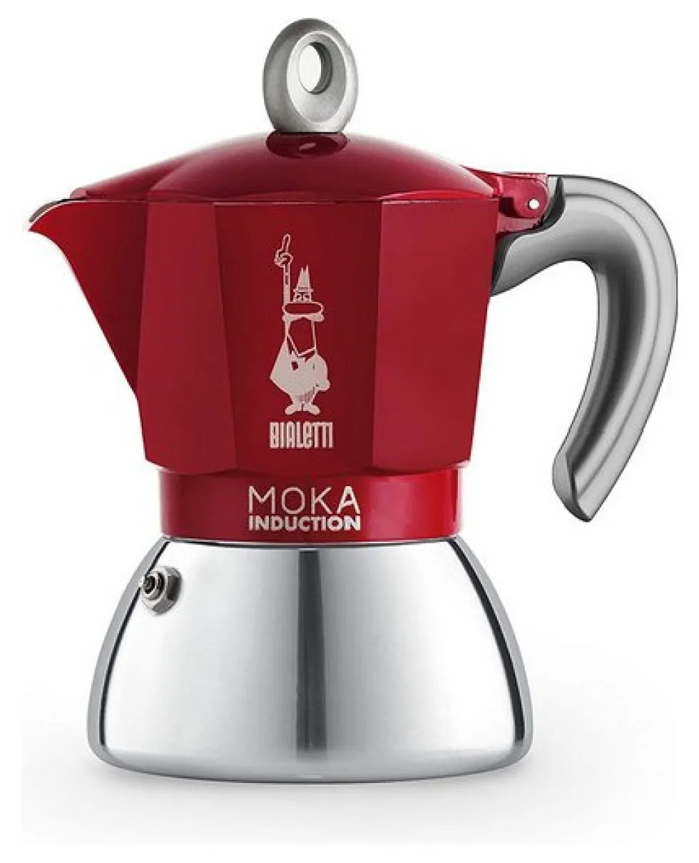 Caffettiera Bialetti 0006946 NP MOKA INDUCTION Cromo e Rosso