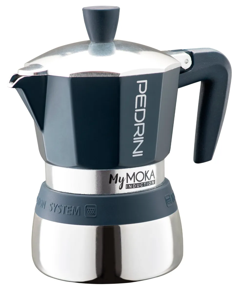 Caffettiera Pedrini 02CF165 MYMOKA INDUCTION Velvet Blue e Cromo
