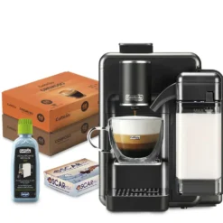 Caffitaly Quadra Macchina da caffè con montalatte con 96 capsule e kit pulizia - Titanium