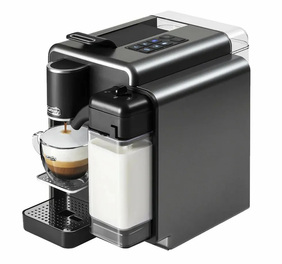 Caffitaly Quadra Macchina da caffè con montalatte con 96 capsule e kit pulizia - Titanium